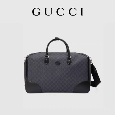 Siyah Seyahat GG Supreme Tote Çanta Gucci Erkek Messenger Kanvas Birbirine Çift G