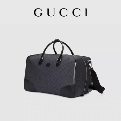 Siyah Seyahat GG Supreme Tote Çanta Gucci Erkek Messenger Kanvas Birbirine Çift G
