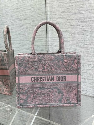 Küçük Christian Dior Kitaplık Pembe Ve Gri Toile De Jouy Sauvage Nakış