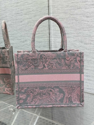 Küçük Christian Dior Kitaplık Pembe Ve Gri Toile De Jouy Sauvage Nakış