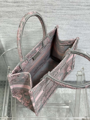 Küçük Christian Dior Kitaplık Pembe Ve Gri Toile De Jouy Sauvage Nakış