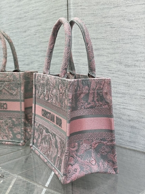 Küçük Christian Dior Kitaplık Pembe Ve Gri Toile De Jouy Sauvage Nakış