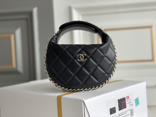 Ap3095 Siyah Mini Kumaş Chanel Flap Çanta Bozuk Para Cüzdanı 20 İnç
