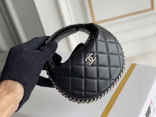 Ap3095 Siyah Mini Kumaş Chanel Flap Çanta Bozuk Para Cüzdanı 20 İnç