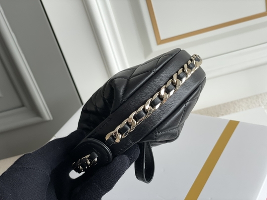 Ap3095 Siyah Mini Kumaş Chanel Flap Çanta Bozuk Para Cüzdanı 20 İnç