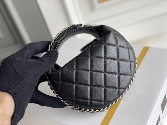 Ap3095 Siyah Mini Kumaş Chanel Flap Çanta Bozuk Para Cüzdanı 20 İnç