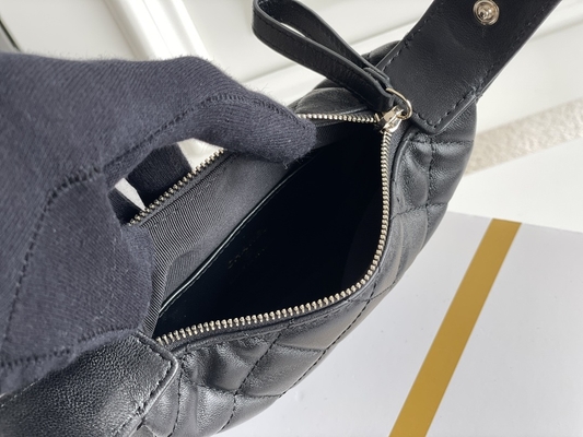 Ap3095 Siyah Mini Kumaş Chanel Flap Çanta Bozuk Para Cüzdanı 20 İnç