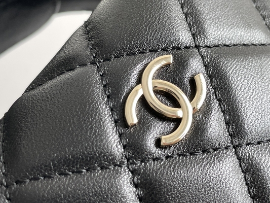 Ap3095 Siyah Mini Kumaş Chanel Flap Çanta Bozuk Para Cüzdanı 20 İnç