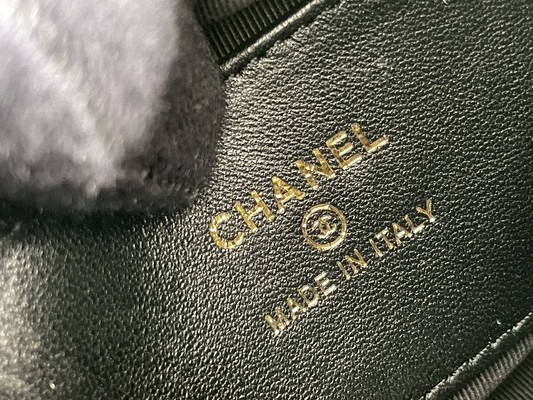 Ap3095 Siyah Mini Kumaş Chanel Flap Çanta Bozuk Para Cüzdanı 20 İnç