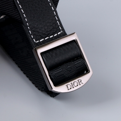 Erkek Essentials Christian Dior Gallop Sırt Çantası Siyah Damarlı Deri Buzağı