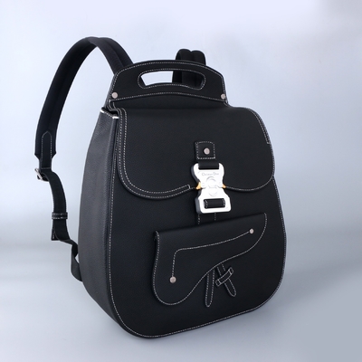 Erkek Essentials Christian Dior Gallop Sırt Çantası Siyah Damarlı Deri Buzağı