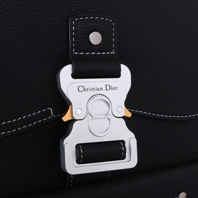 Erkek Essentials Christian Dior Gallop Sırt Çantası Siyah Damarlı Deri Buzağı