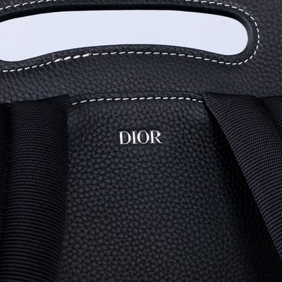 Erkek Essentials Christian Dior Gallop Sırt Çantası Siyah Damarlı Deri Buzağı
