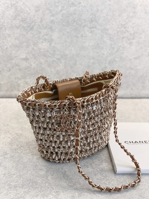 Kişiye Özel Markalı Messenger Çanta 22P Chanel Hasır Rafya Çanta PU