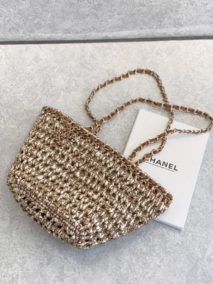 Kişiye Özel Markalı Messenger Çanta 22P Chanel Hasır Rafya Çanta PU