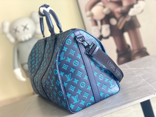 Büyük Marka Erkek Çanta Keepall BANDOULIÈRE 50 Mavi Boston Çanta