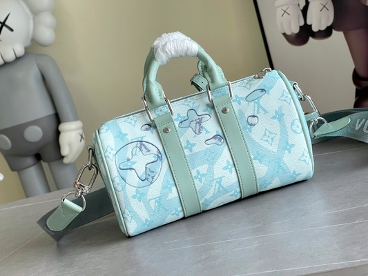İş LV Tasarımcısı Monogram Çanta Keepall BandoulièRe 50 Mavi Seyahat Çantası