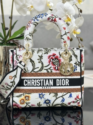 Çok Renkli Petites Fleurs Özel Markalı Çantalar Dior Medium D Lite Çanta