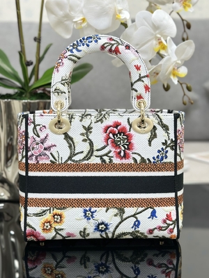Çok Renkli Petites Fleurs Özel Markalı Çantalar Dior Medium D Lite Çanta