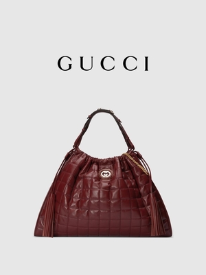 6 Inch Crimson Deri Döşeme Preloved Markalı Çanta Diana Gucci El Çantası