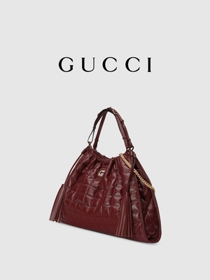 6 Inch Crimson Deri Döşeme Preloved Markalı Çanta Diana Gucci El Çantası