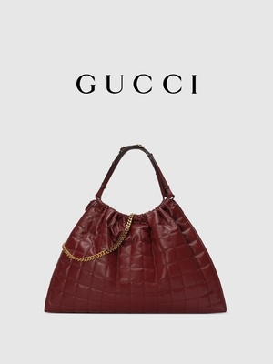 6 Inch Crimson Deri Döşeme Preloved Markalı Çanta Diana Gucci El Çantası
