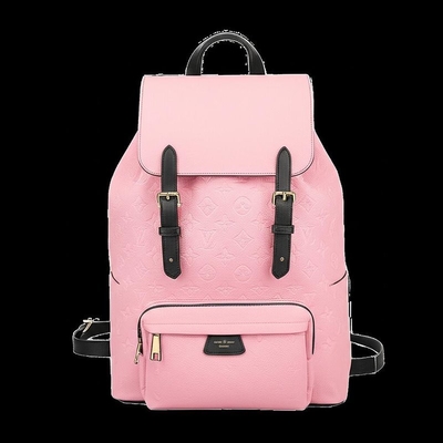 LV Tasarımcı Marka Sırt Çantası Louis Vuitton Monogram Montsouris Sırt Çantası Pembe Siyah